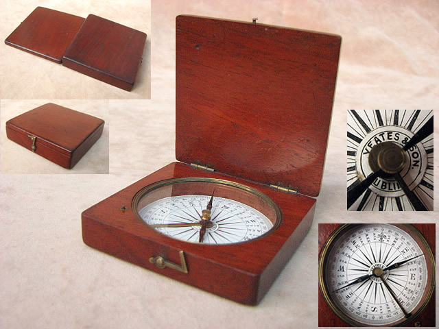 19th century mahogany cased compass by Yeates & Son Dublin, circa 1870
